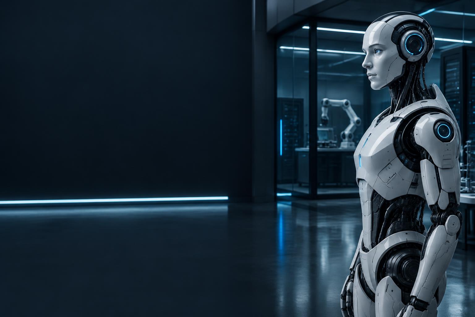 Advanced technology robot inside a modern ZYENX laboratory